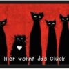 Einzigartige Fußmatte Schwarze Katzenfamilie