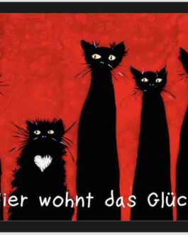 Einzigartige Fußmatte Schwarze Katzenfamilie