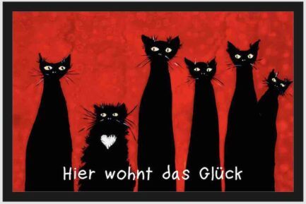 Einzigartige Fußmatte Schwarze Katzenfamilie