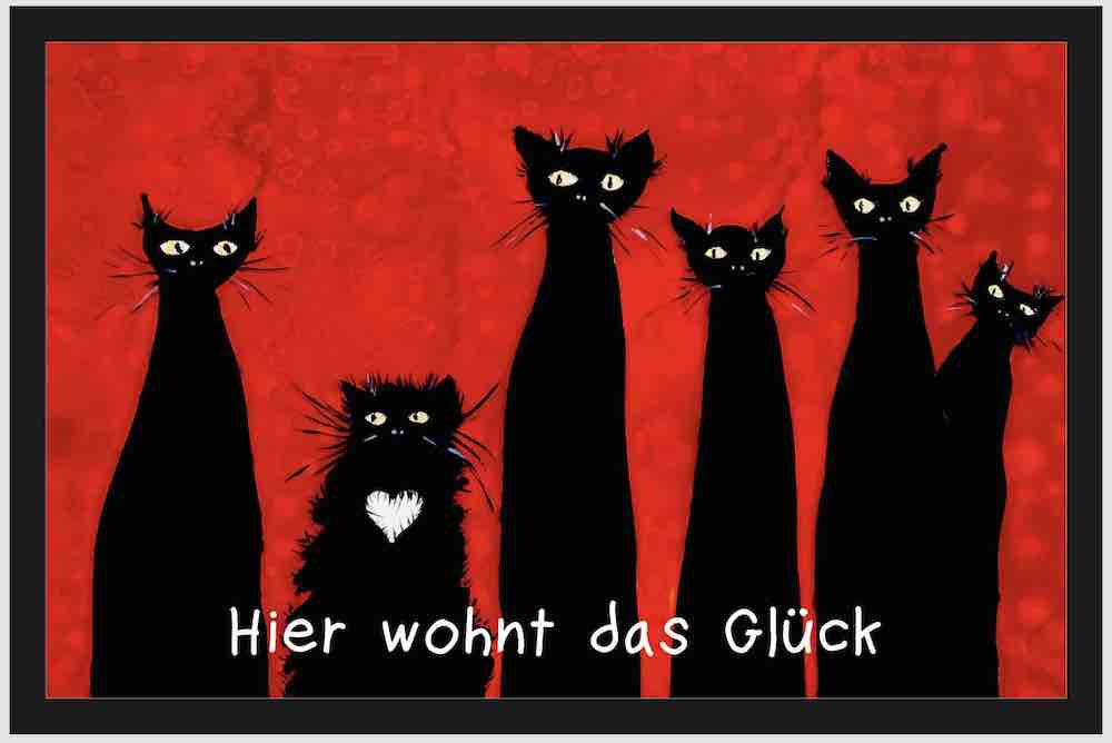 Einzigartige Fußmatte Schwarze Katzenfamilie