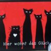 Einzigartige Fußmatte Schwarze Katzenfamilie