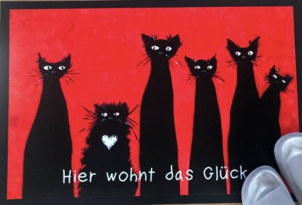 Einzigartige Fußmatte Schwarze Katzenfamilie