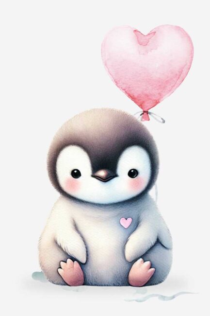 Pinguin mit Herzballon