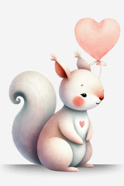 Eichhörnchen mit Herzballon