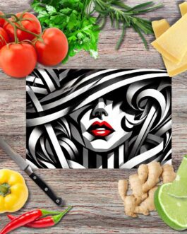 Die Dame der Linien Schneidebrett aus Glas