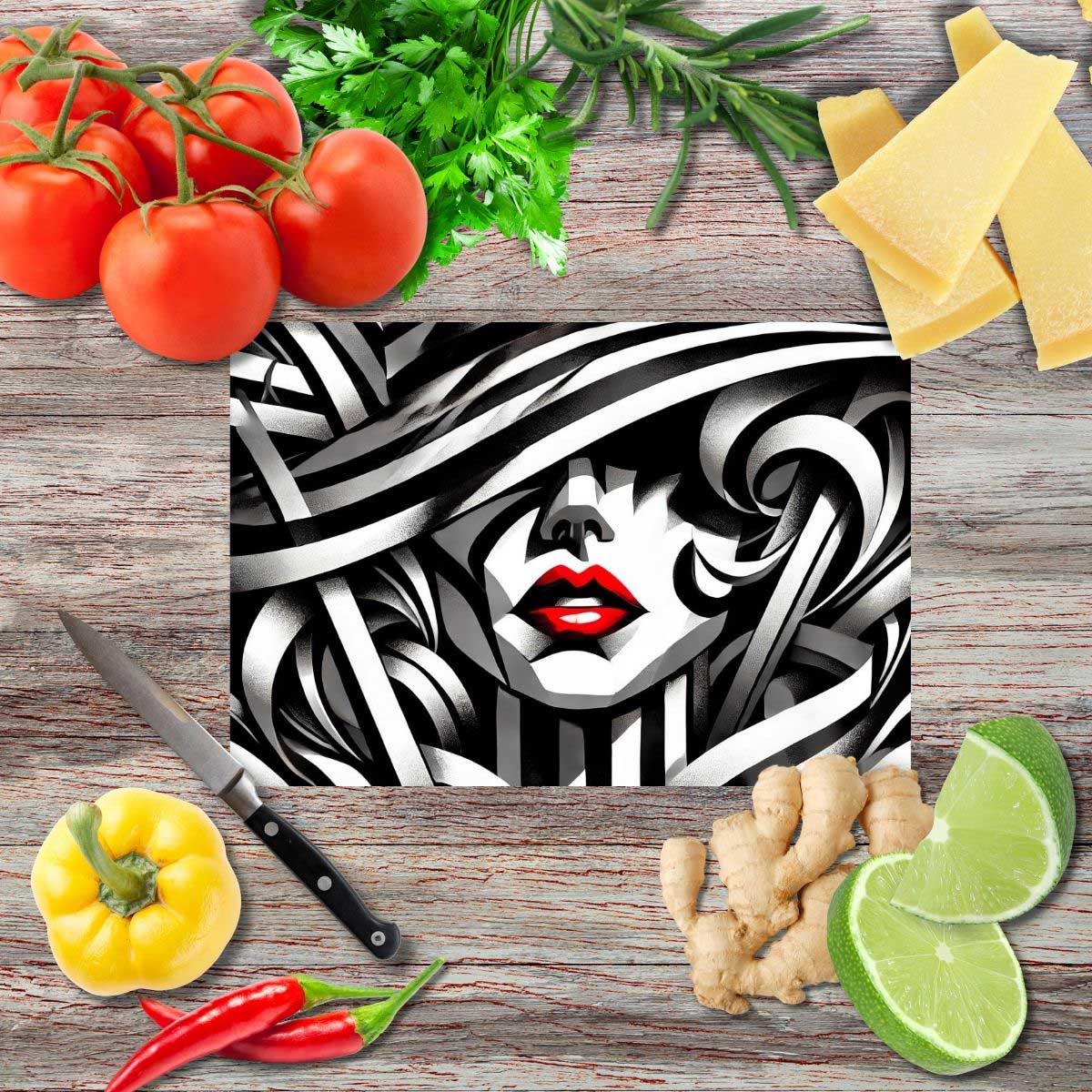 Die Dame der Linien Schneidebrett aus Glas