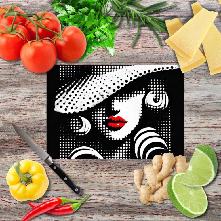 Die Weiblichkeit in Punkten Schneidebrett aus Glas