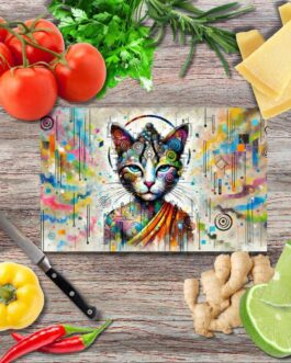 Buddha Katze Schneidebrett aus Glas