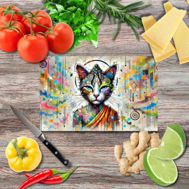 Buddha Katze Schneidebrett aus Glas