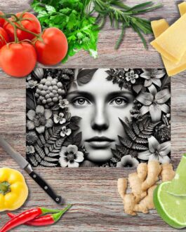 Blütenzauber Schneidebrett aus Glas