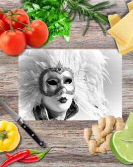 Gefiederte Maske Schneidebrett aus Glas