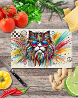 Hippie Kater Schneidebrett aus Glas