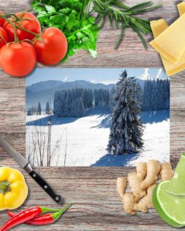 Schneebehüteter Riese Schneidebrett aus Glas
