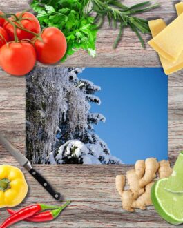 Winterliche Kontraste Schneidebrett aus Glas
