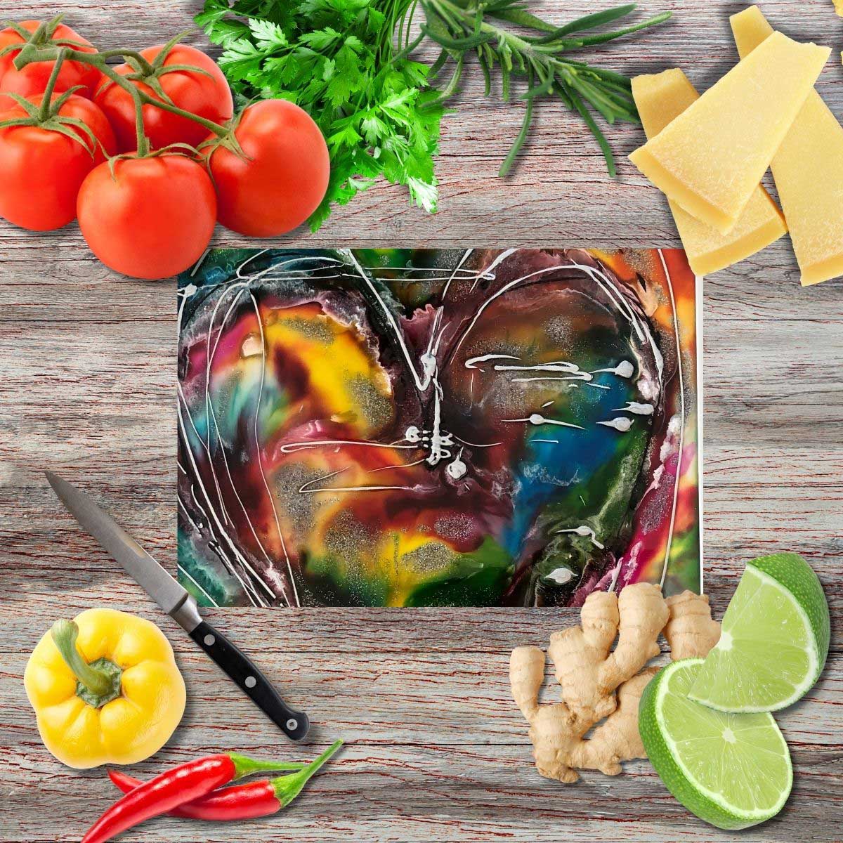 Herzrhythmus Schneidebrett aus Glas