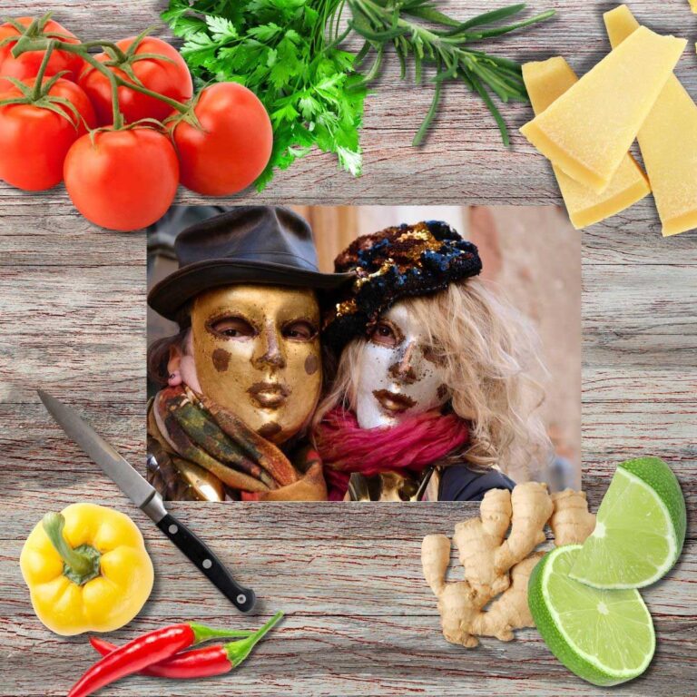 Venice Carnival Schneidebrett aus Glas