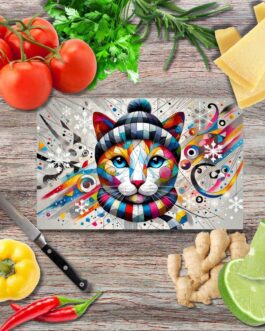 Katze und der Winter Schneidebrett aus Glas