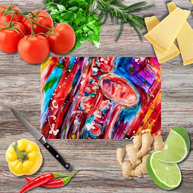 Jazz Inferno-Saxophon in Ekstase Schneidebrett aus Glas