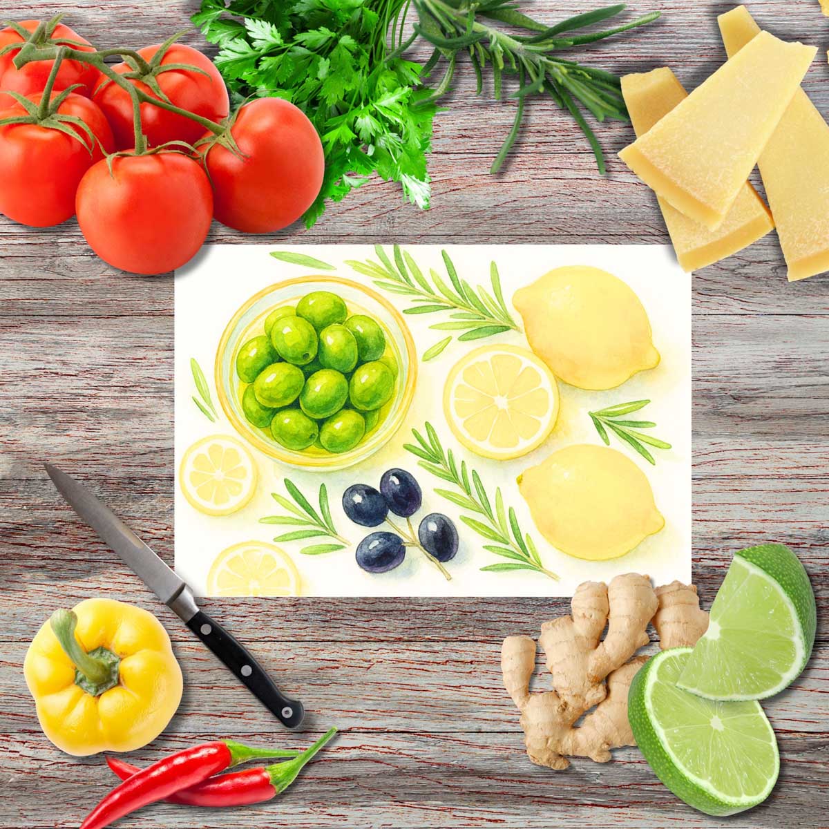 Mediterraner Atem 5 Schneidebrett aus Glas