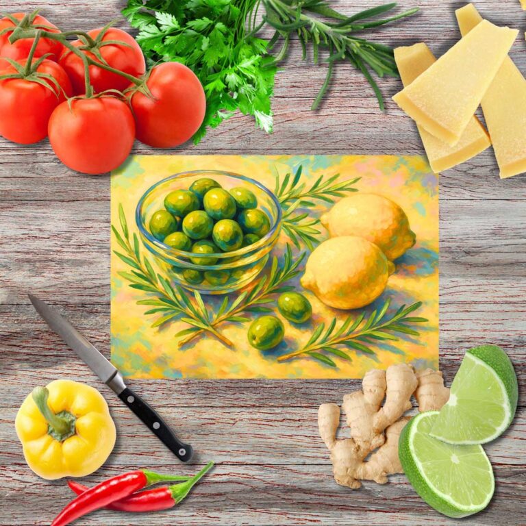 Mediterraner Atem 8 Schneidebrett aus Glas