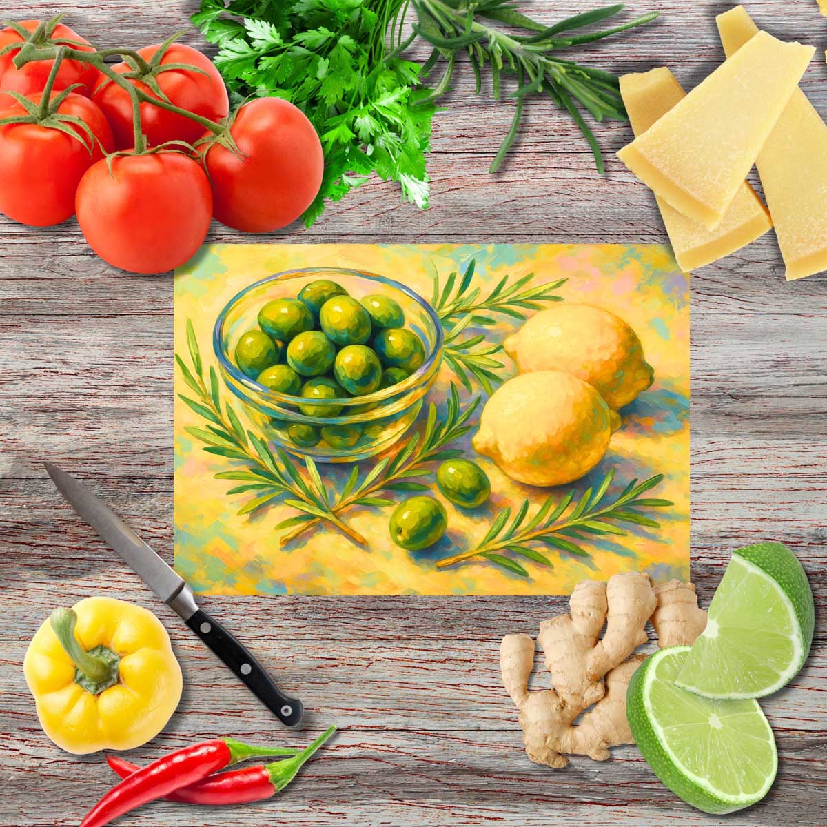 Mediterraner Atem 8 Schneidebrett aus Glas