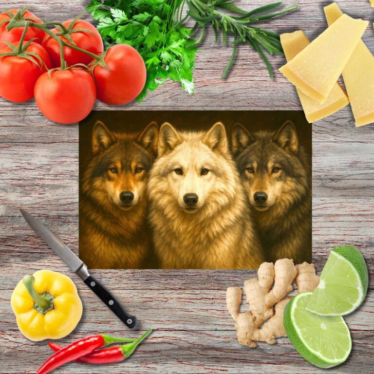 die Wölfe 1 Schneidebrett aus Glas