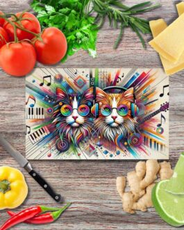 Rock ’n‘ Roll Miezen Schneidebrett aus Glas