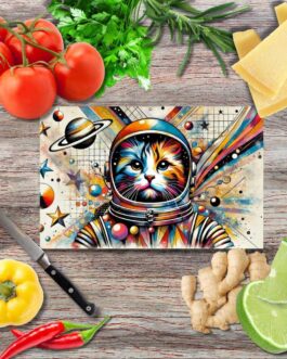 Kosmoskatze Schneidebrett aus Glas