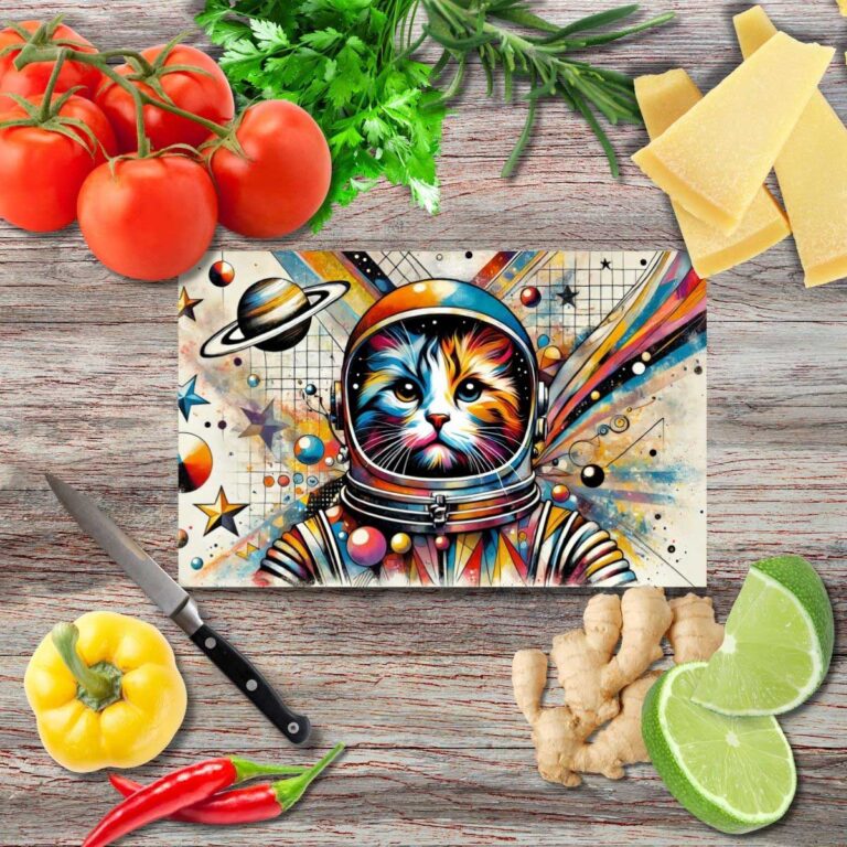 Kosmoskatze Schneidebrett aus Glas