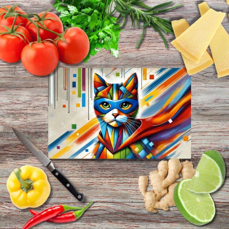 Hero Cat Schneidebrett aus Glas