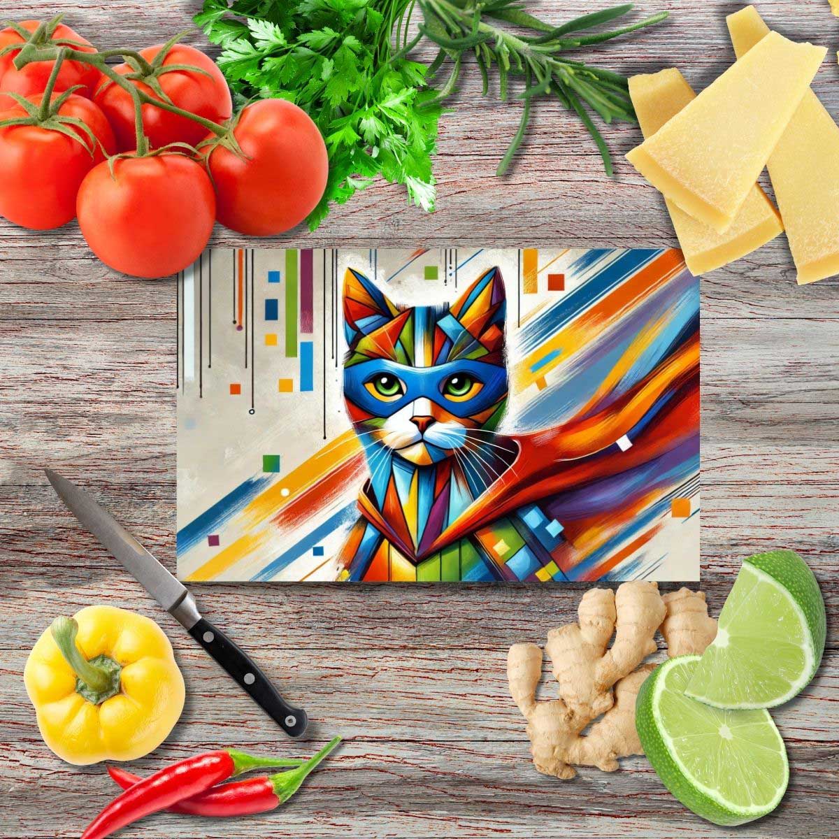 Hero Cat Schneidebrett aus Glas
