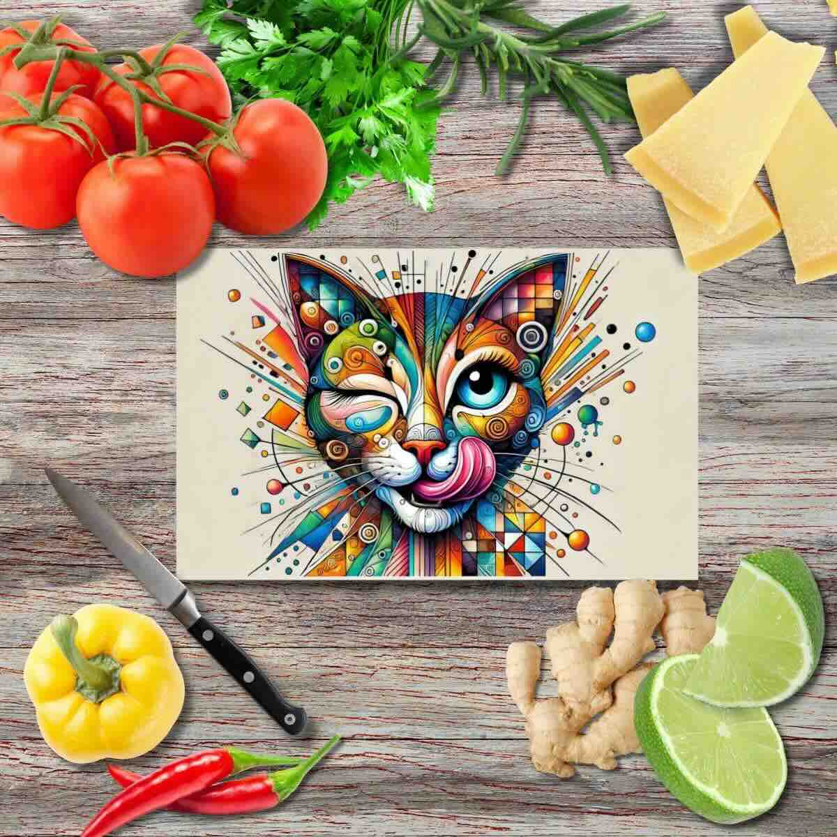 Der Leckereien Prinz 5 Schneidebrett aus Glas