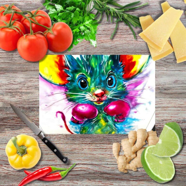 Glücksmäuschen Abschiedsmoment Schneidebrett aus Glas