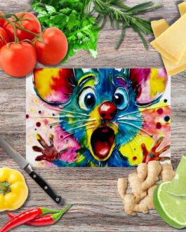 Glücksmäuschen Spiegelschreck Schneidebrett aus Glas