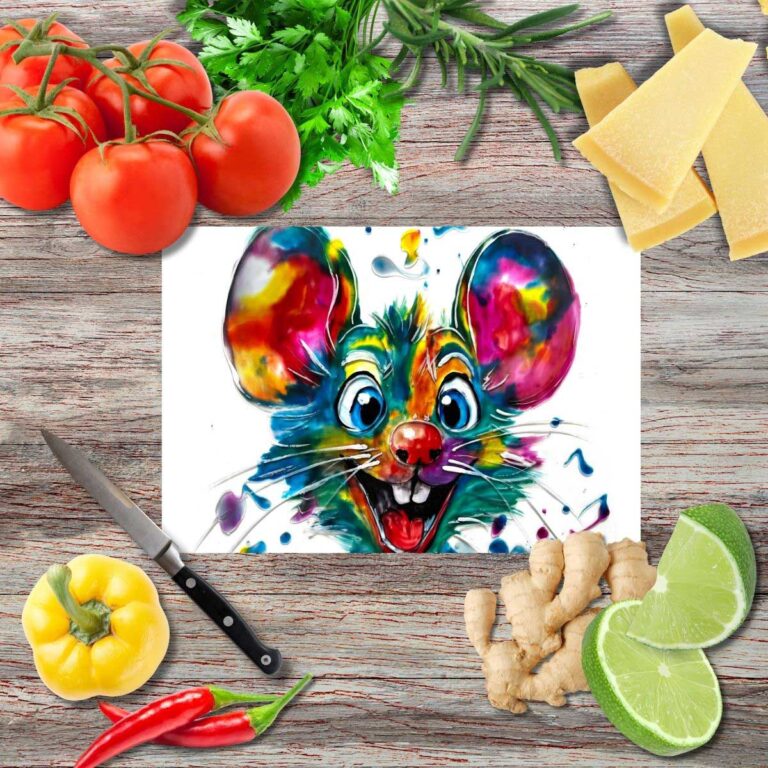 Glücksmäuschen Farbenprobe Schneidebrett aus Glas