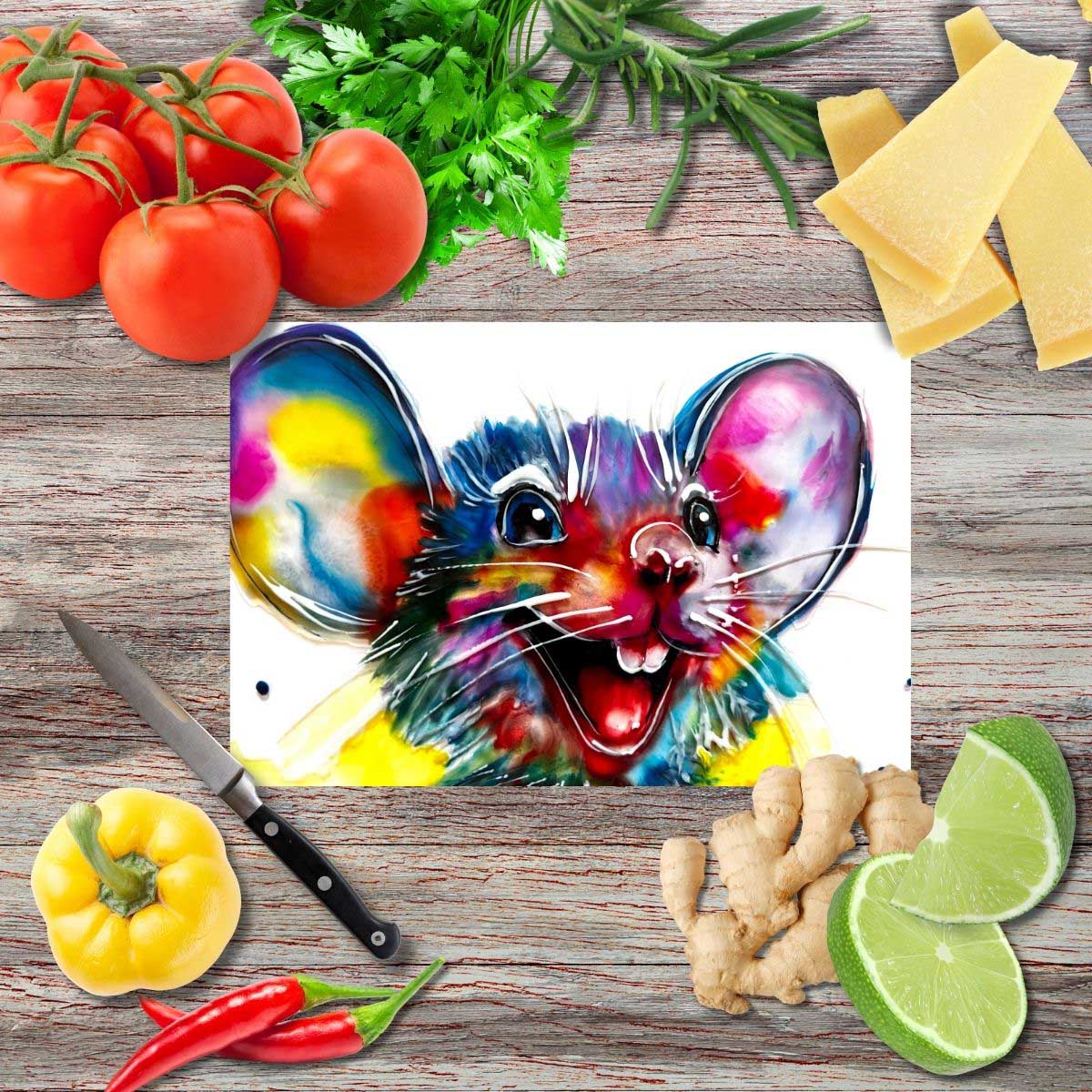 Das Glücksmäuschen Schneidebrett aus Glas