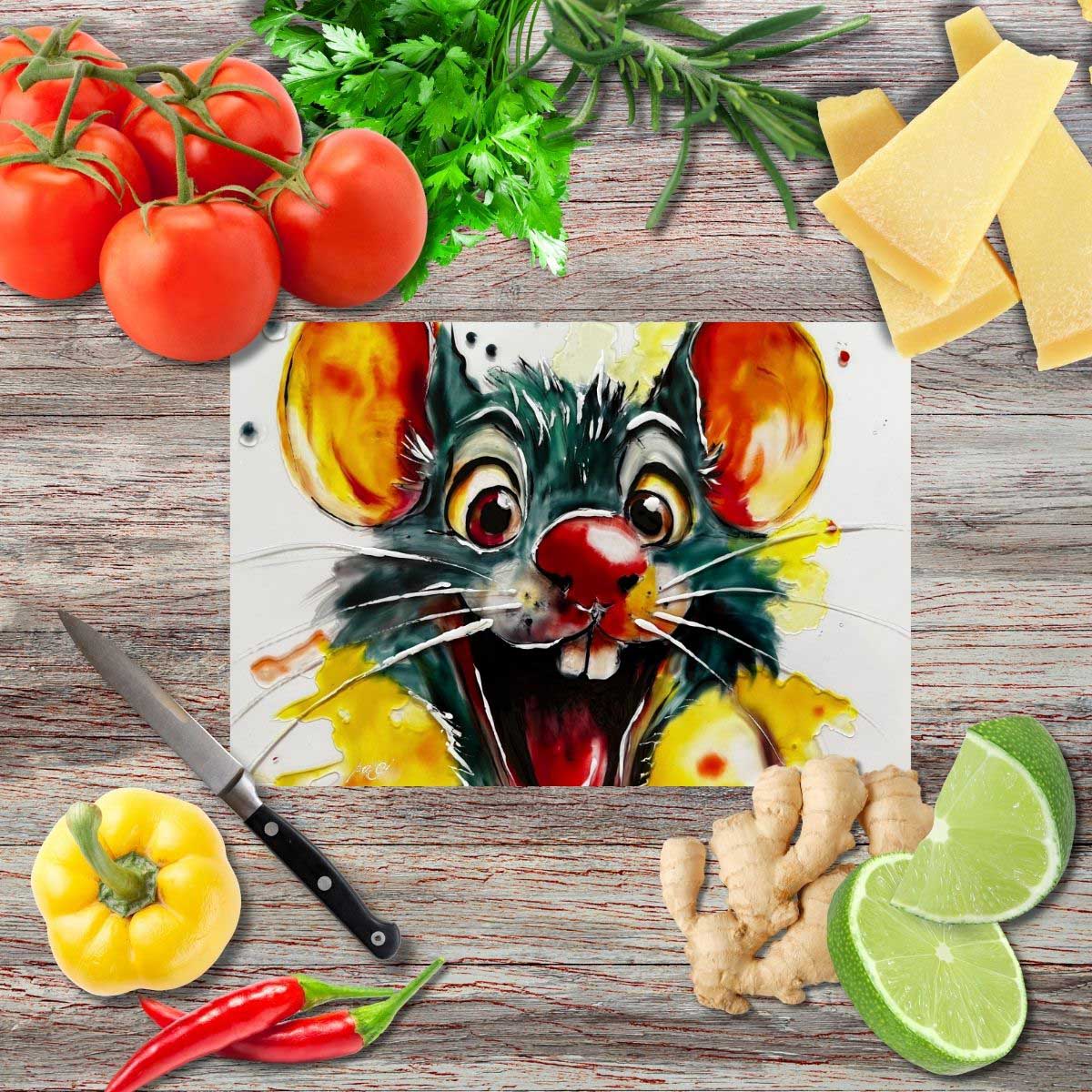 Glücksmäuschen 1 Schneidebrett aus Glas