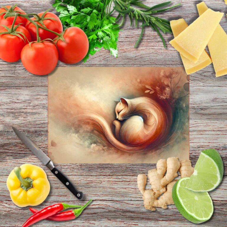 Katze in Harmonie 5 Schneidebrett aus Glas