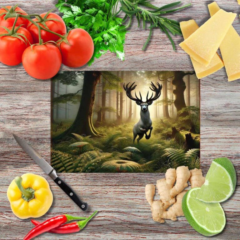 Die Legende vom Weißen Hirsch Schneidebrett aus Glas