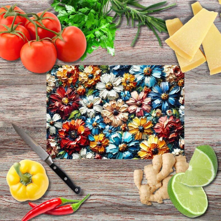 Blütenessenz 1 Schneidebrett aus Glas