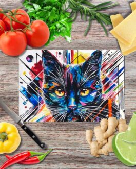 Black cat 1 Schneidebrett aus Glas