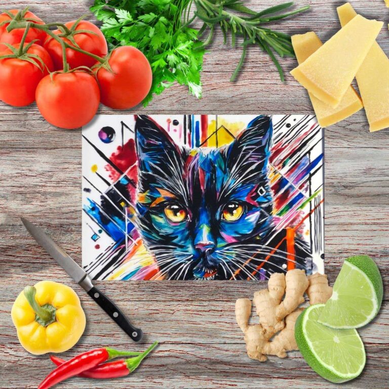 Black cat 1 Schneidebrett aus Glas
