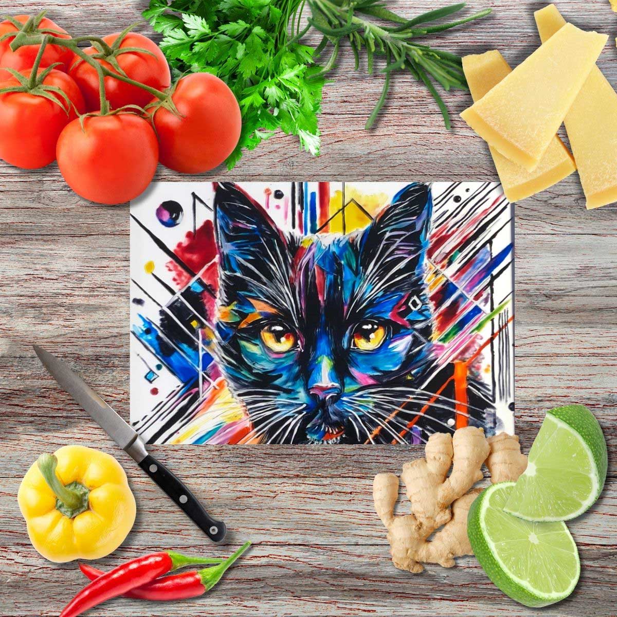 Black cat 1 Schneidebrett aus Glas