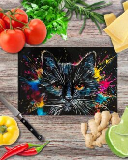 Black cat 2 Schneidebrett aus Glas