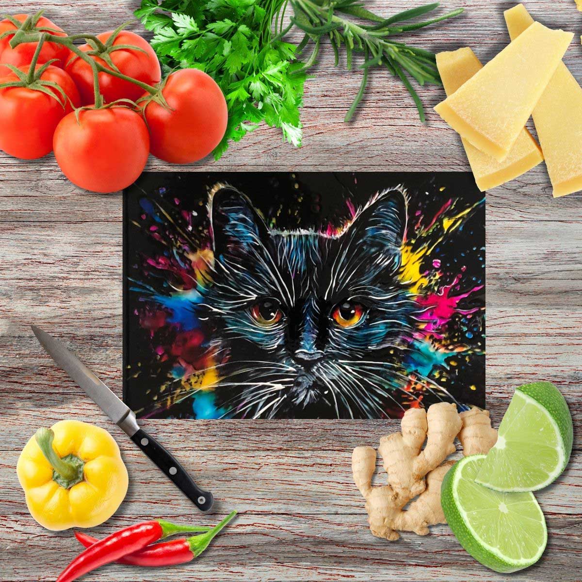Black cat 2 Schneidebrett aus Glas