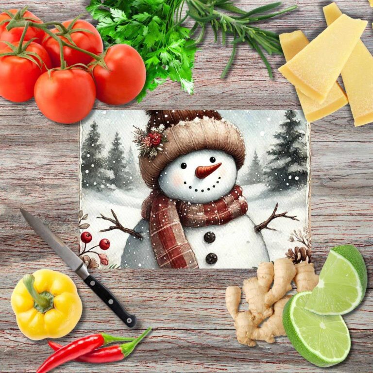 Magische Schneemänner 1 Schneidebrett aus Glas