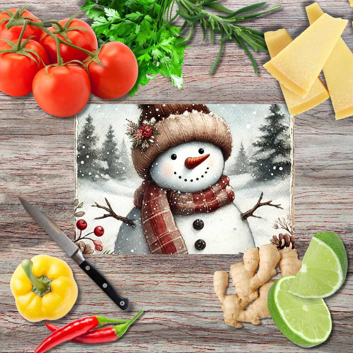 Magische Schneemänner 1 Schneidebrett aus Glas