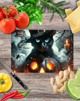 Schwarze Katzen Halloween 1 Schneidebrett aus Glas