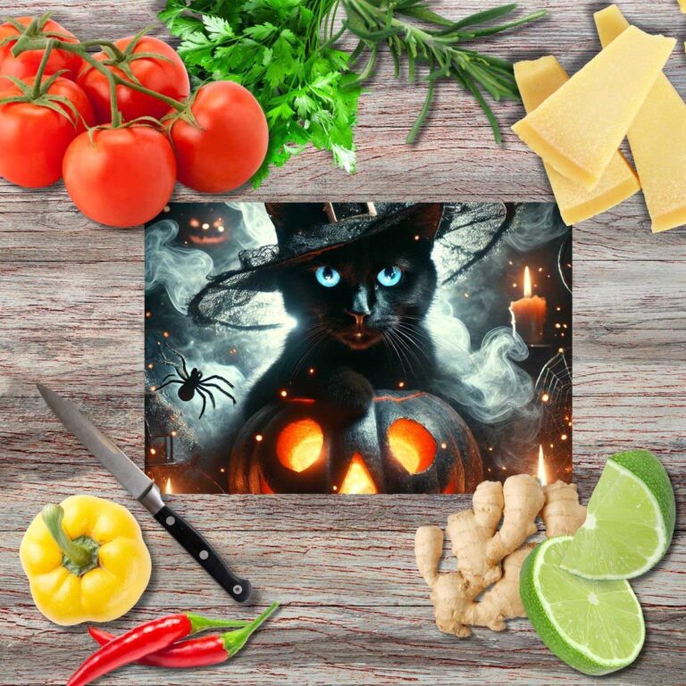 Schwarze Katzen Halloween 1 Schneidebrett aus Glas