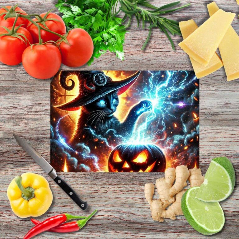 Schwarze Katzen Halloween 2 Schneidebrett aus Glas